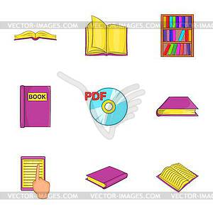 Reading icons set, cartoon style - vector EPS clipart