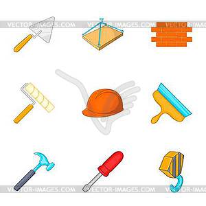 Repair icons set, cartoon style - vector clipart