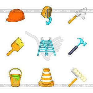 Tools icons set, cartoon style - vector image