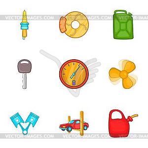 Repair machine icons set, cartoon style - vector clip art