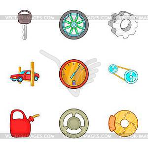 Garage icons set, cartoon style - vector image