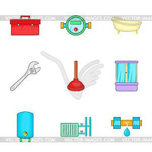 Toilet icons set, cartoon style - vector image