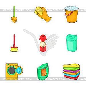 Cleansing icons set, cartoon style - vector clipart