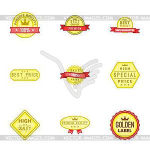 Best quality label icons set, cartoon style - vector image