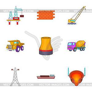 Production icons set, cartoon style - vector image