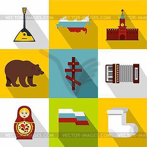 Country Russia icons set, flat style - vector image