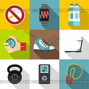 Sport icons set, flat style - vector image