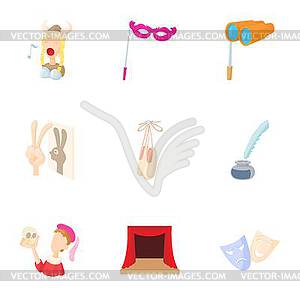 Performance icons set, cartoon style - vector clipart