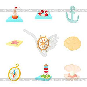 Sailor icons set, cartoon style - vector image