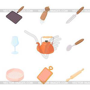 Cooking icons set, cartoon style - stock vector clipart