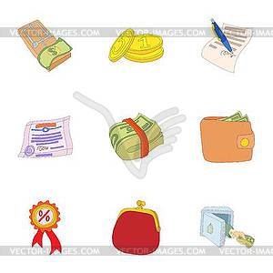 Wherewithal icons set, cartoon style - vector image