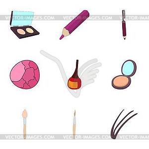 Cosmetics icons set, cartoon style - vector image