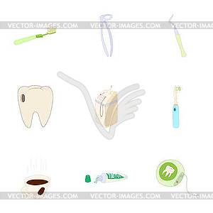 Dentistry icons set, cartoon style - stock vector clipart