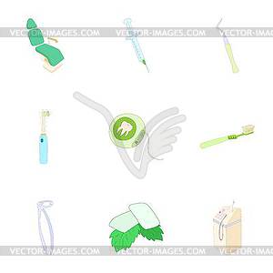 Teeth icons set, cartoon style - vector clipart