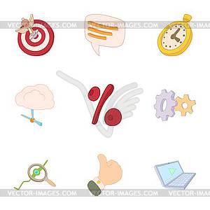 Internet data icons set, cartoon style - vector clip art