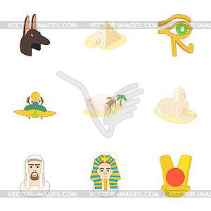 Egypt icons set, cartoon style - vector image