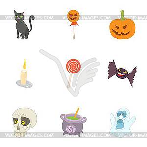 All saints day icons set, cartoon style - vector clip art