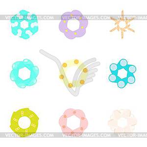 Flowers icons set, cartoon style - vector clipart