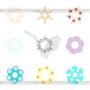 Kinds of flowers icons set, cartoon style - vector clipart