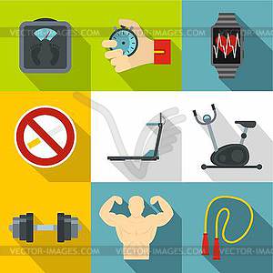 Active lifestyle icons set, flat style - vector clipart