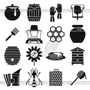 Apiary tools icons set, simple style - vector clipart