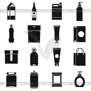 Packaging items icons set, simple style - vector clip art