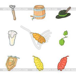 Alcohol icons set, cartoon style - vector clip art