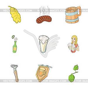Набор иконок алкогольных напитков, мультяшном стиле - клипарт в векторе