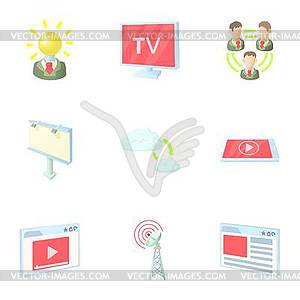 Broadcast icons set, cartoon style - royalty-free vector image