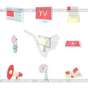 Stream icons set, cartoon style - vector clip art