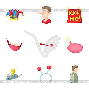 Joke icons set, cartoon style - vector clip art