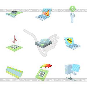 Computer icons set, cartoon style - vector image
