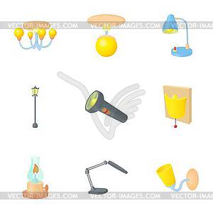 Light icons set, cartoon style - vector clipart