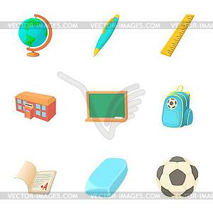 Children education icons set, cartoon style - vector clipart