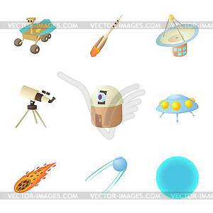 Space icons set, cartoon style - royalty-free vector image