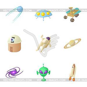 Universe icons set, cartoon style - vector clipart