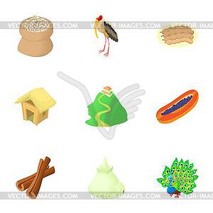 Country Sri Lanka icons set, cartoon style - vector clip art