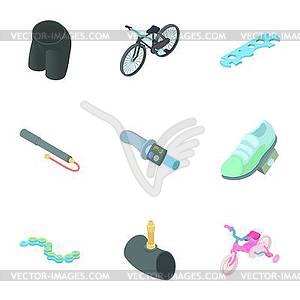 Cycling icons set, cartoon style - vector EPS clipart