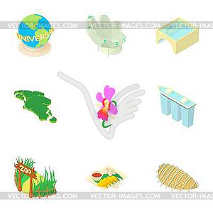 Holiday in Singapore icons set, cartoon style - vector clipart