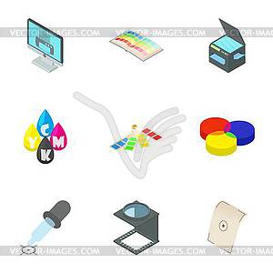 Printer icons set, cartoon style - vector image