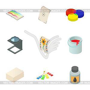 Print icons set, cartoon style - vector EPS clipart