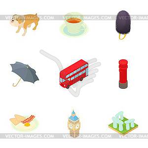 England icons set, cartoon style - vector image