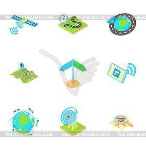 Navigation icons set, cartoon style - vector EPS clipart