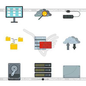 Computer icons set, flat style - vector EPS clipart