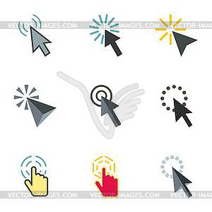 Pointer icons set, flat style - vector image