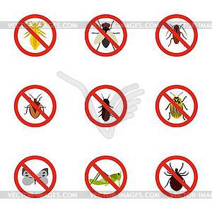 Harmful insects icons set, flat style - royalty-free vector image