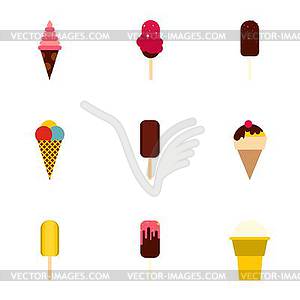 Cool treat icons set, flat style - vector clipart