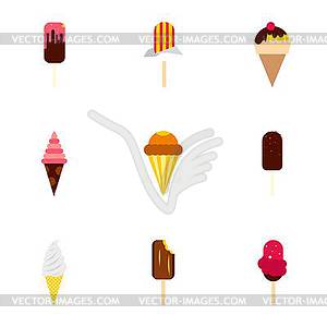 Набор иконок мороженого, плоский стиль - графика в векторе