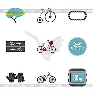 Bike icons set, flat style - vector image