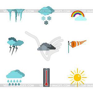 Air temperature icons set, flat style - vector image